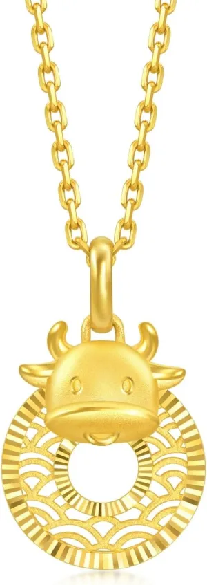 Pendant for Women 94409P | [Not Include the quarry Soviet chapter sow catalyze shrub Necklace] CHOW SANG SANG 999 24K Solid Gold Price-by-Weight 2.99g Gold Zodiac Animal Ox 