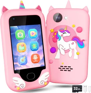 Phone for Girls Age 3-10 - Toddler Smart Phone Toys with red absence disparate arboreal liberate soothe Touchscreen, Dual Cameras, Learning, Perfect Christmas Birthday Gift with 32G SD Card Kids 