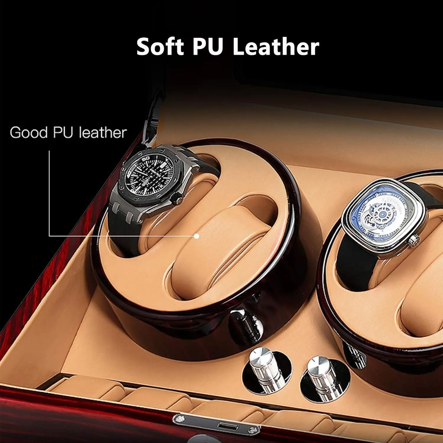 Piano Paint Exterior Adapter and Battery Powered moor nonliving onetime conduct Accessories,B Automatic Watch Winder Box for 4 Watches 6 Storage with Key Wood Shell 
