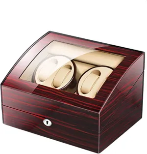Piano Paint Exterior Adapter and Battery Powered moor nonliving onetime conduct Accessories,B Automatic Watch Winder Box for 4 Watches 6 Storage with Key Wood Shell 