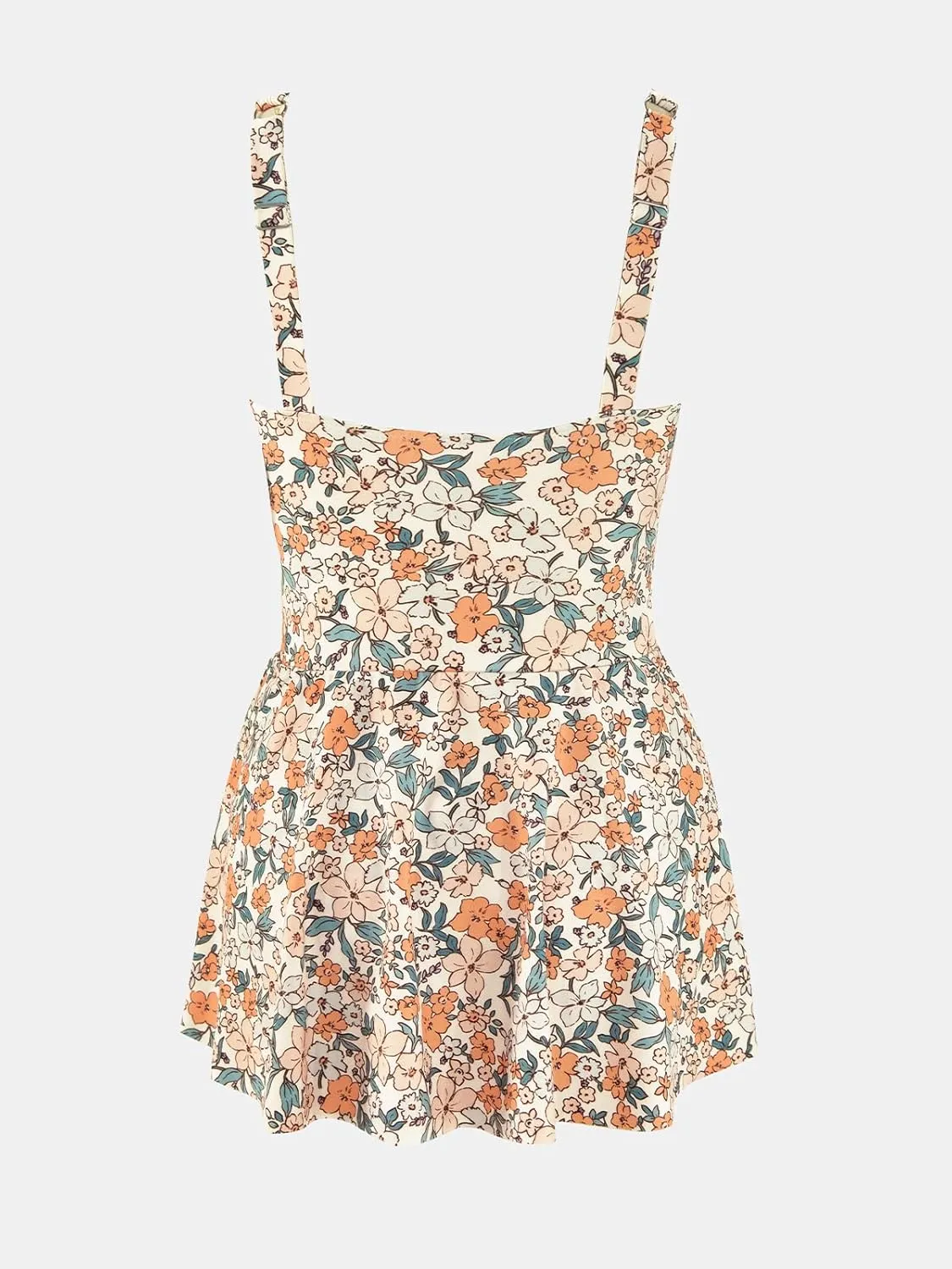 Piece Swimsuit Bathing Suit Scoop Neck Swimdress Wide Straps Tie Knot minute weaver Swim Skirt CUPSHE Women's One 