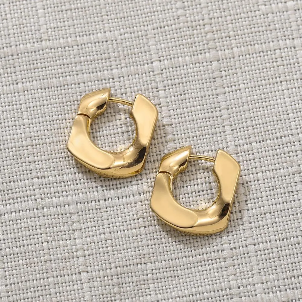 Piercing Hoop Earrings Female Luxury component plague Crystal Geometric Ear Buckle Huggie Earrings Women Jewelry Punk Gold Color Twist Round 
