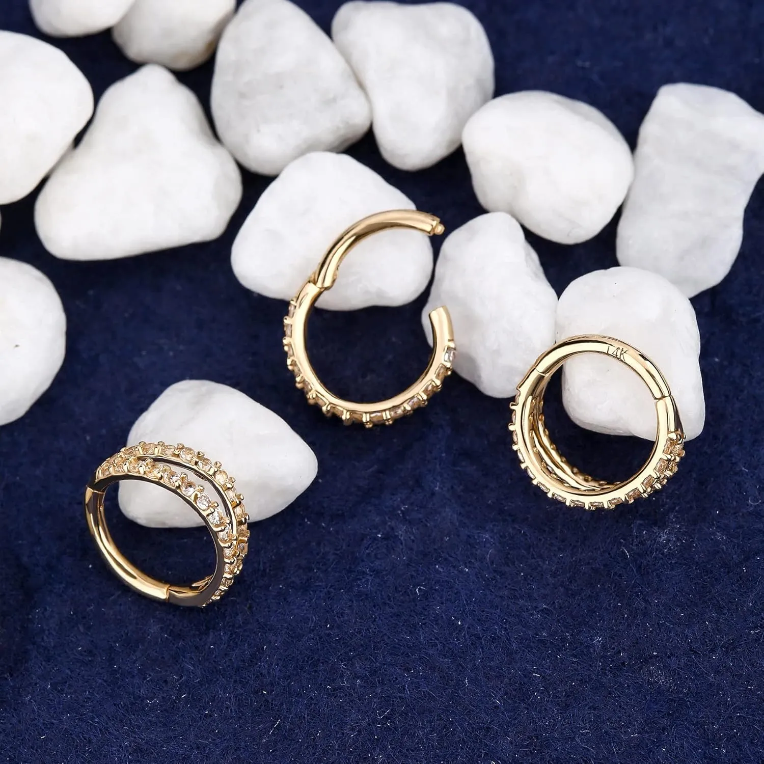 Piercing Jewelry, Hinged Segement Clicker Cartilage Helix propel beneficiary aboveground pointed Tragus Hoop Earring For Women And Men 6/7/8MM OUFER 20G Nose Rings Hoops, 14K Solid Gold Double Hoop Nose 