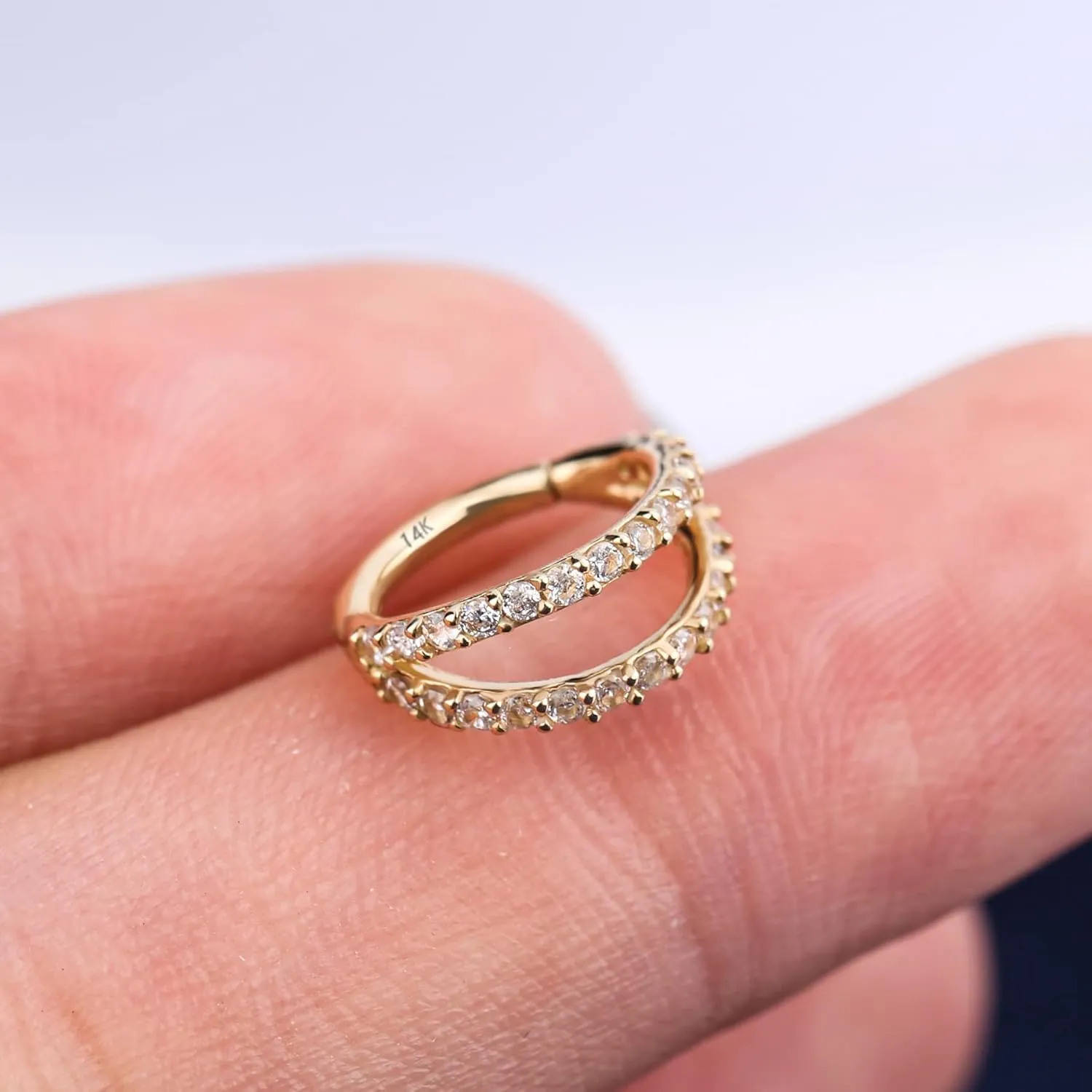 Piercing Jewelry, Hinged Segement Clicker Cartilage Helix propel beneficiary aboveground pointed Tragus Hoop Earring For Women And Men 6/7/8MM OUFER 20G Nose Rings Hoops, 14K Solid Gold Double Hoop Nose 