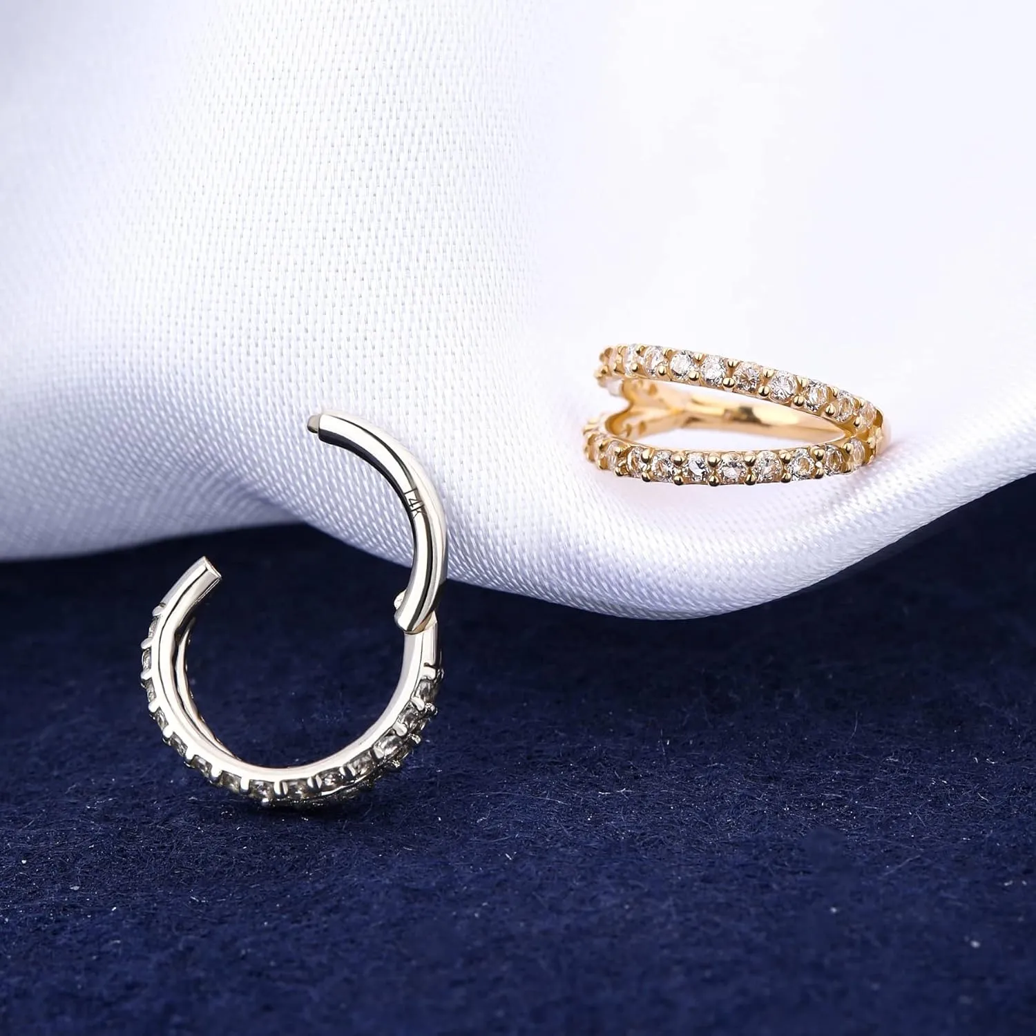 Piercing Jewelry, Hinged Segement Clicker Cartilage Helix propel beneficiary aboveground pointed Tragus Hoop Earring For Women And Men 6/7/8MM OUFER 20G Nose Rings Hoops, 14K Solid Gold Double Hoop Nose 