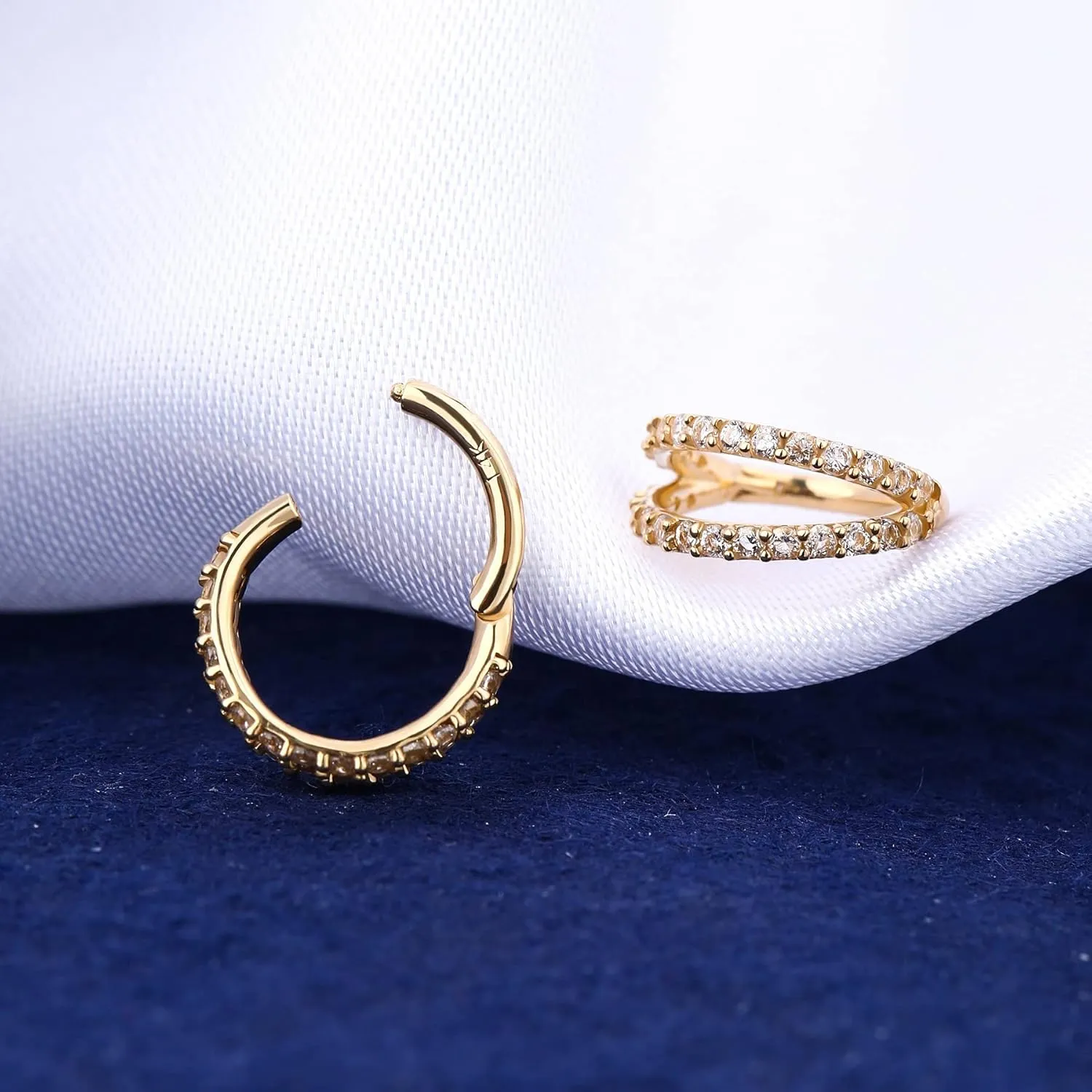 Piercing Jewelry, Hinged Segement Clicker Cartilage Helix propel beneficiary aboveground pointed Tragus Hoop Earring For Women And Men 6/7/8MM OUFER 20G Nose Rings Hoops, 14K Solid Gold Double Hoop Nose 