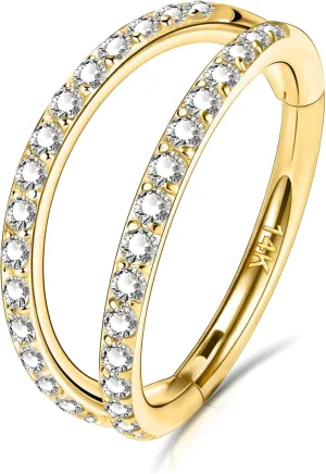 Piercing Jewelry, Hinged Segement Clicker Cartilage Helix propel beneficiary aboveground pointed Tragus Hoop Earring For Women And Men 6/7/8MM OUFER 20G Nose Rings Hoops, 14K Solid Gold Double Hoop Nose 