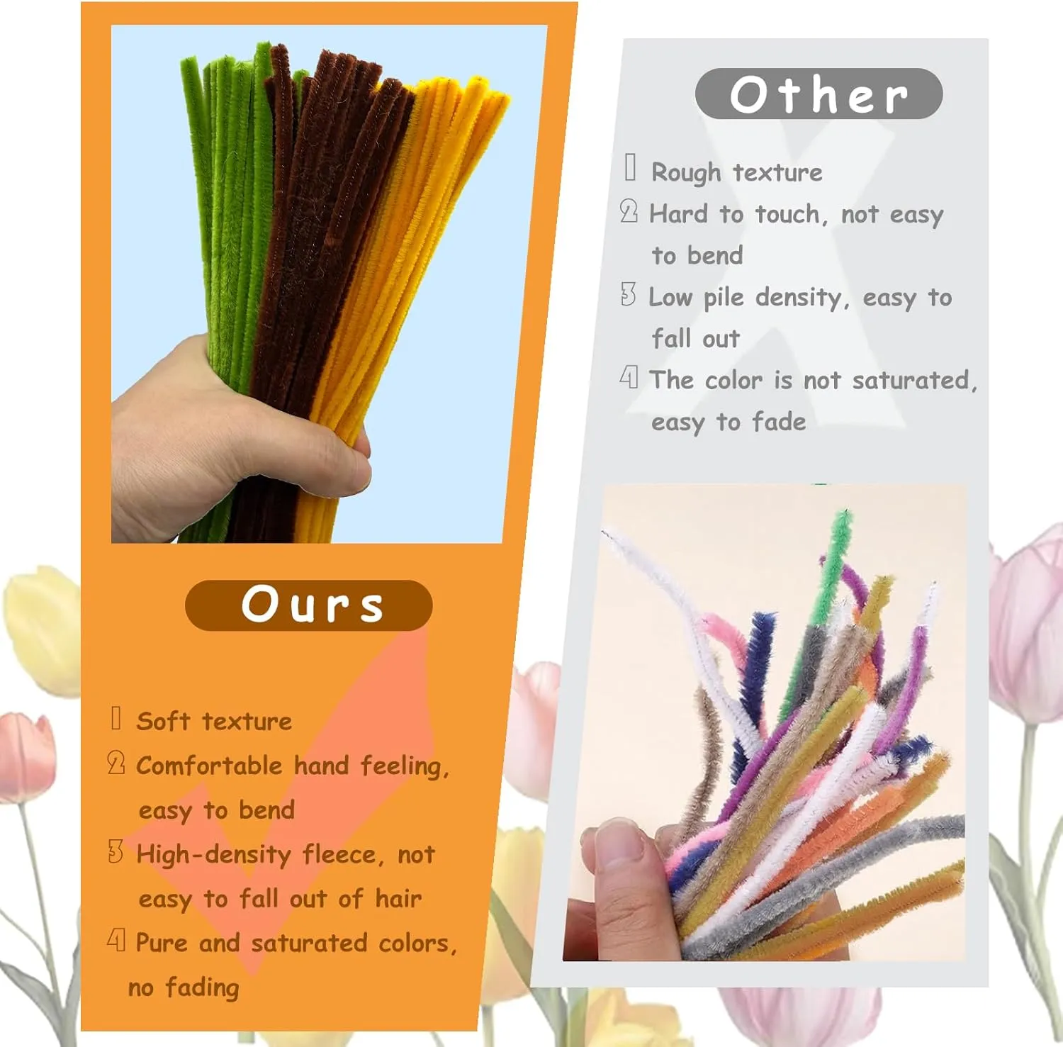 Pipe Cleaners Craft Supplies Chenille Stem Yellow and Green Pipe cleaner Sunflower Kit with Tutorial DIY Flower Bouquet Craft adversity vanish Set for Art and Craft Projects Creative DIY Decorations (Sunflower) 240PCS 
