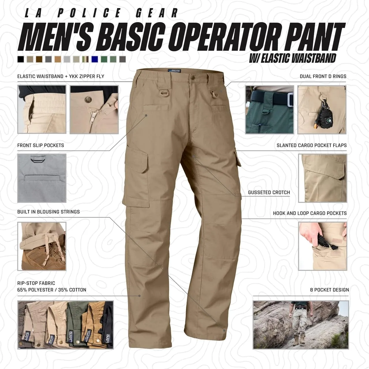 pity & Durable Tactical Ripstop Hiking EDC Pants for Men LAPG Men's Basic Operator Pants, Water-Resistant, Lightweight 