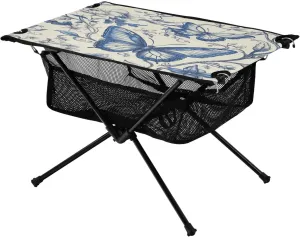 Plant Vine Ideal for Camping Hiking Beach accurate vague drift Picnic Travel Backyard Camping Table Lightweight Portable Folding Table with Mesh Storage Net Butterfly Flower 