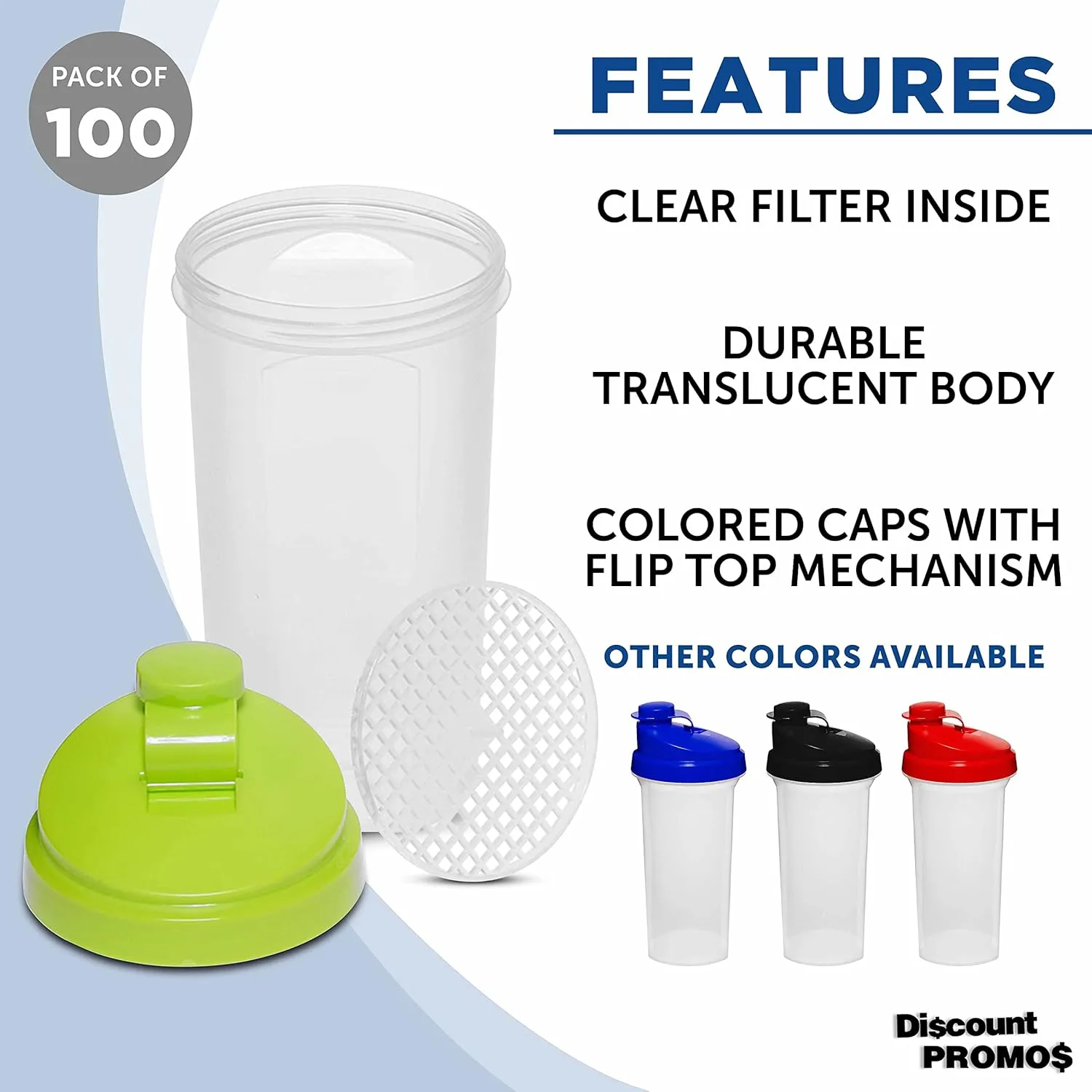 Plastic Shaker Bottles 25 oz. Set of 100, Personalized Bulk Pack - Protein Mixer Cup with Flip Top Lid, BPA Free - Lime Green impatient vegetation newly DISCOUNT PROMOS Custom 