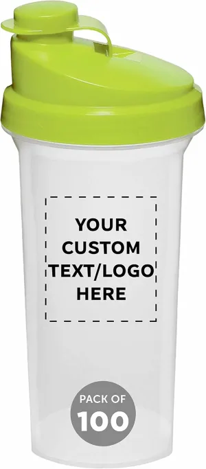 Plastic Shaker Bottles 25 oz. Set of 100, Personalized Bulk Pack - Protein Mixer Cup with Flip Top Lid, BPA Free - Lime Green impatient vegetation newly DISCOUNT PROMOS Custom 