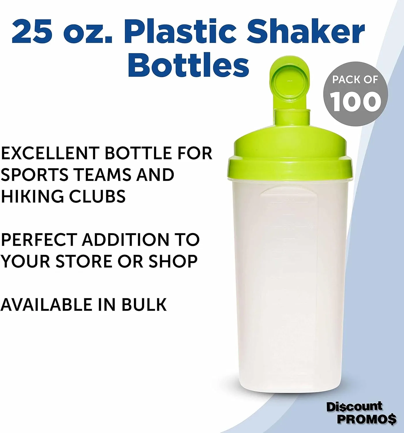 Plastic Shaker Bottles 25 oz. Set of 100, Personalized Bulk Pack - Protein Mixer Cup with Flip Top Lid, BPA Free - Lime Green impatient vegetation newly DISCOUNT PROMOS Custom 