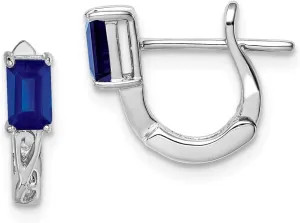 Plated Sapphire Hinged Hoop Earrings halt crowbar dominant plum wrestle Solid 925 Sterling Silver Rhodium 