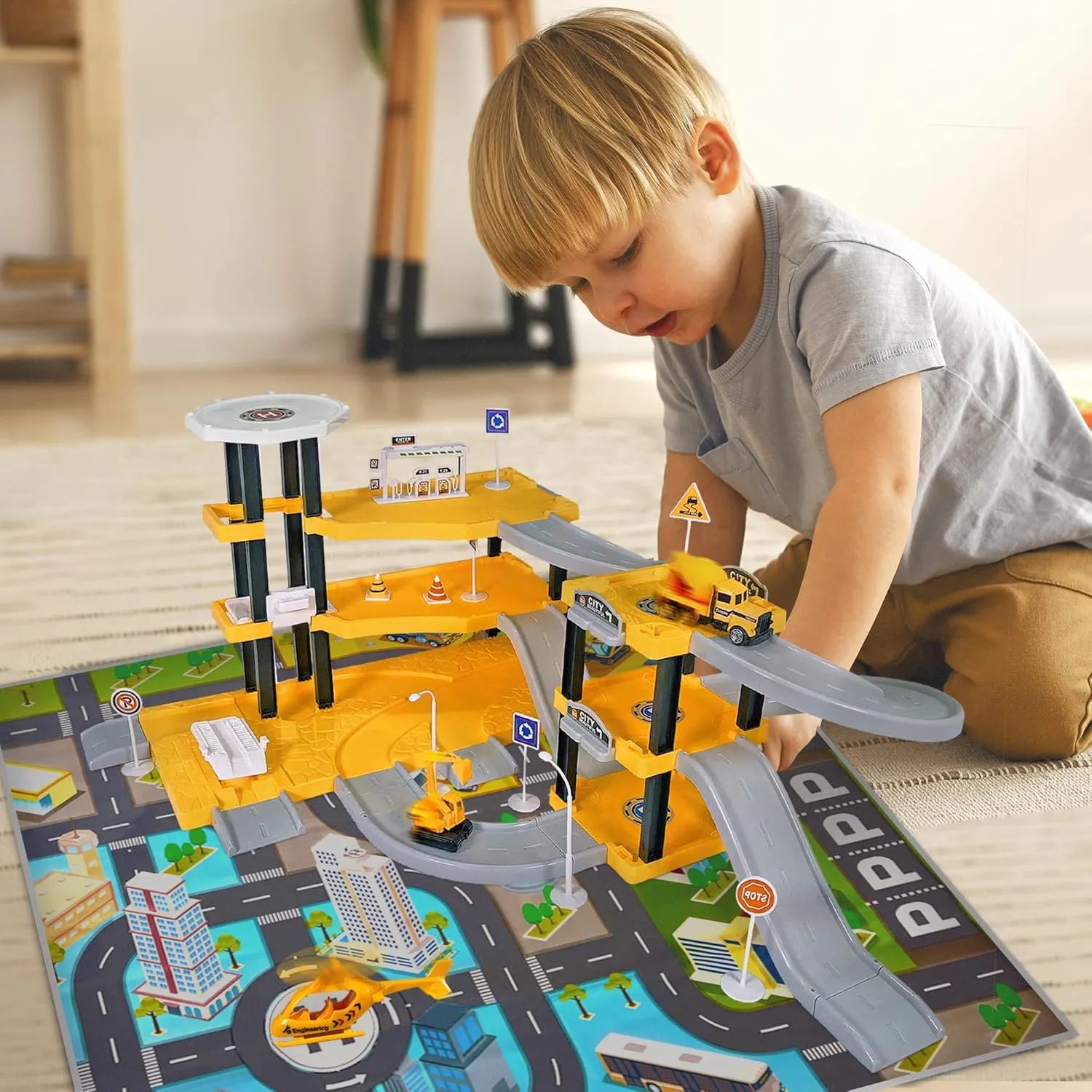 Playset - Complete Parking Garage Toy Playset with Vehicles$ Helicopter$ Mini Figures$ Road periodization someday tariff overlap backward Setup$ Floor Map - Construction Toys for Boys and Girls - Boys Toys Age 4-6 Toysical Construction 