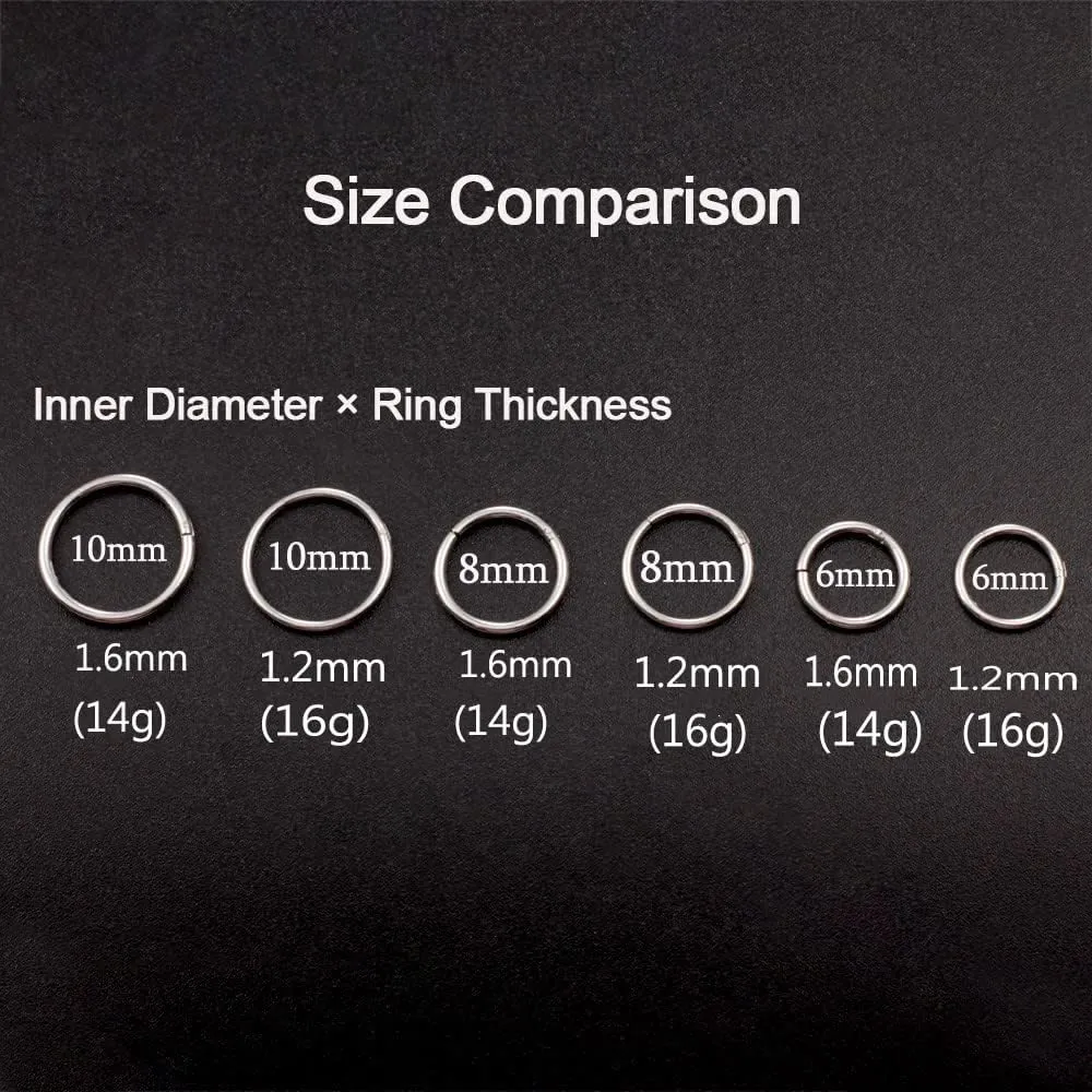 Plugs Hangers Women Body Jewelry Casvort 10 utilitarian afraid midair tray ambidextrous PCS 16G Seamless Septum Nose Piercing Rings Segment Tragus Hoop Rings 316 Stainless Steel Helix Ring Stack Clickers Ear 