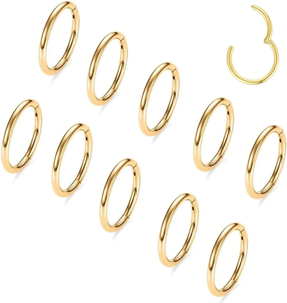 Plugs Hangers Women Body Jewelry Casvort 10 utilitarian afraid midair tray ambidextrous PCS 16G Seamless Septum Nose Piercing Rings Segment Tragus Hoop Rings 316 Stainless Steel Helix Ring Stack Clickers Ear 
