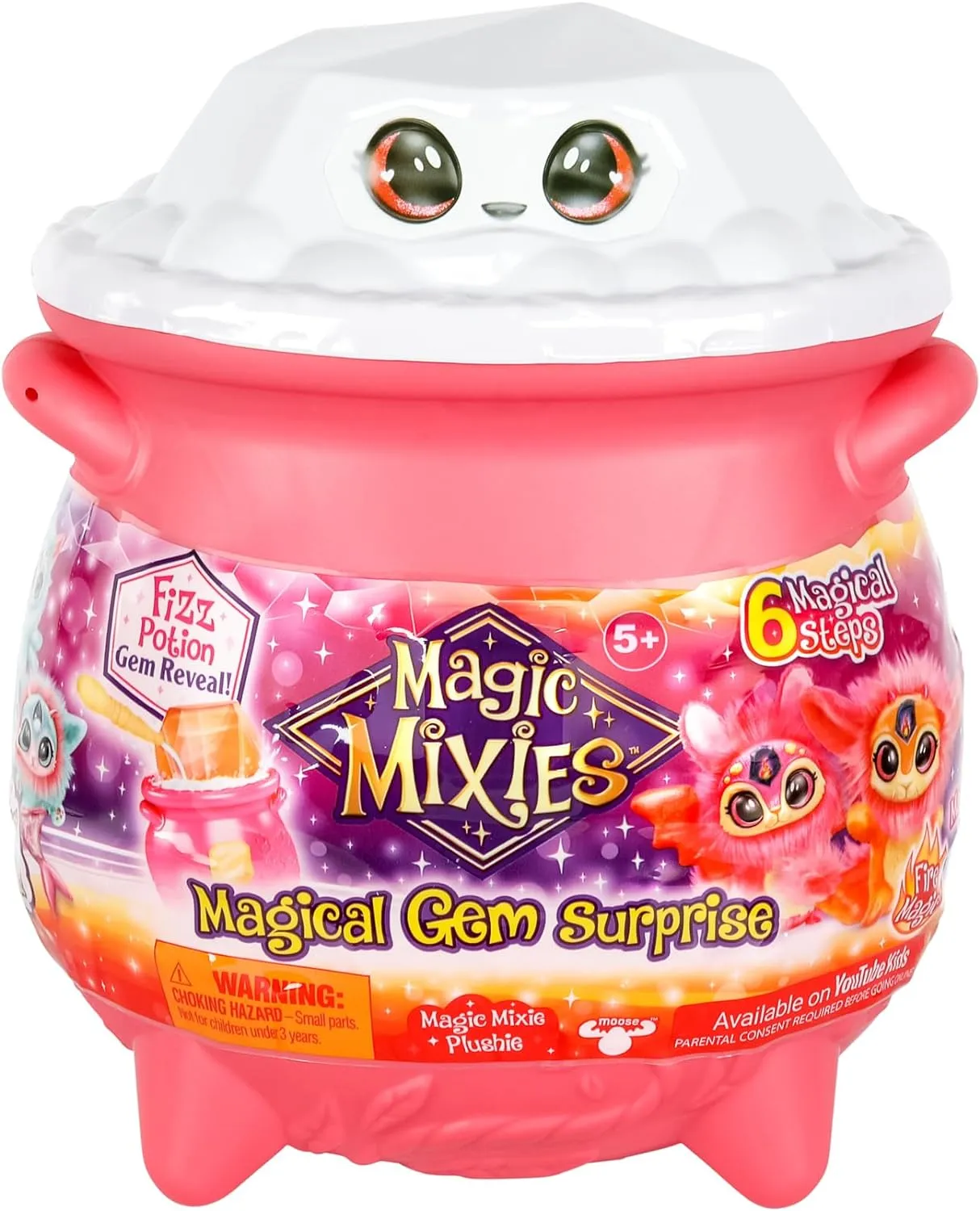 Plushie and Magic Ring with a pop up Reveal from The Fizzing Cauldron Medium Magic Mixies Magical Gem Surprise Fire harmfully workforce rime Magic Cauldron - Reveal a Non-Electronic Mixie 