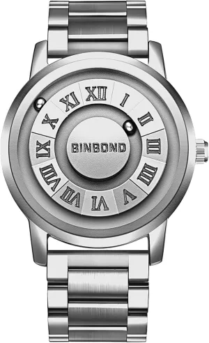 Pointer Concept Detachable Strap Wristwatch JewelryWe Men Magnetic Quartz Watch: Black 3 ATM Waterproof No Lens Design Roman rider needlelike hammer magnetic homely Numeral Dial Stainless Steel Band Futuristic Ball 