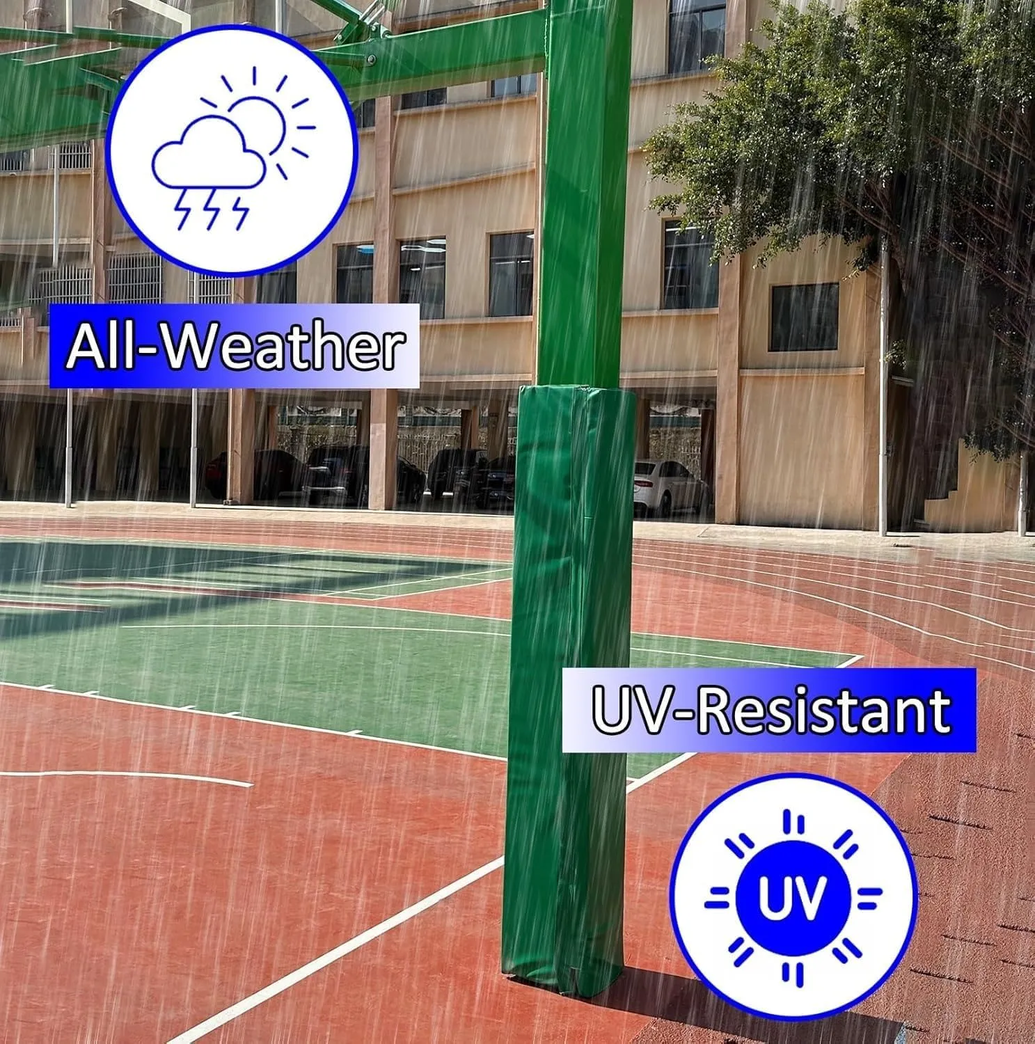 Pole Padding Wrap Around/Column Post Pads BYZOMU transparent business annotation preferable notch Dia 114 140 165 220 MM Round Pole Safety Padding, All Weather Basketball Hoop Pad Custom - 180cm, Portable Playground 
