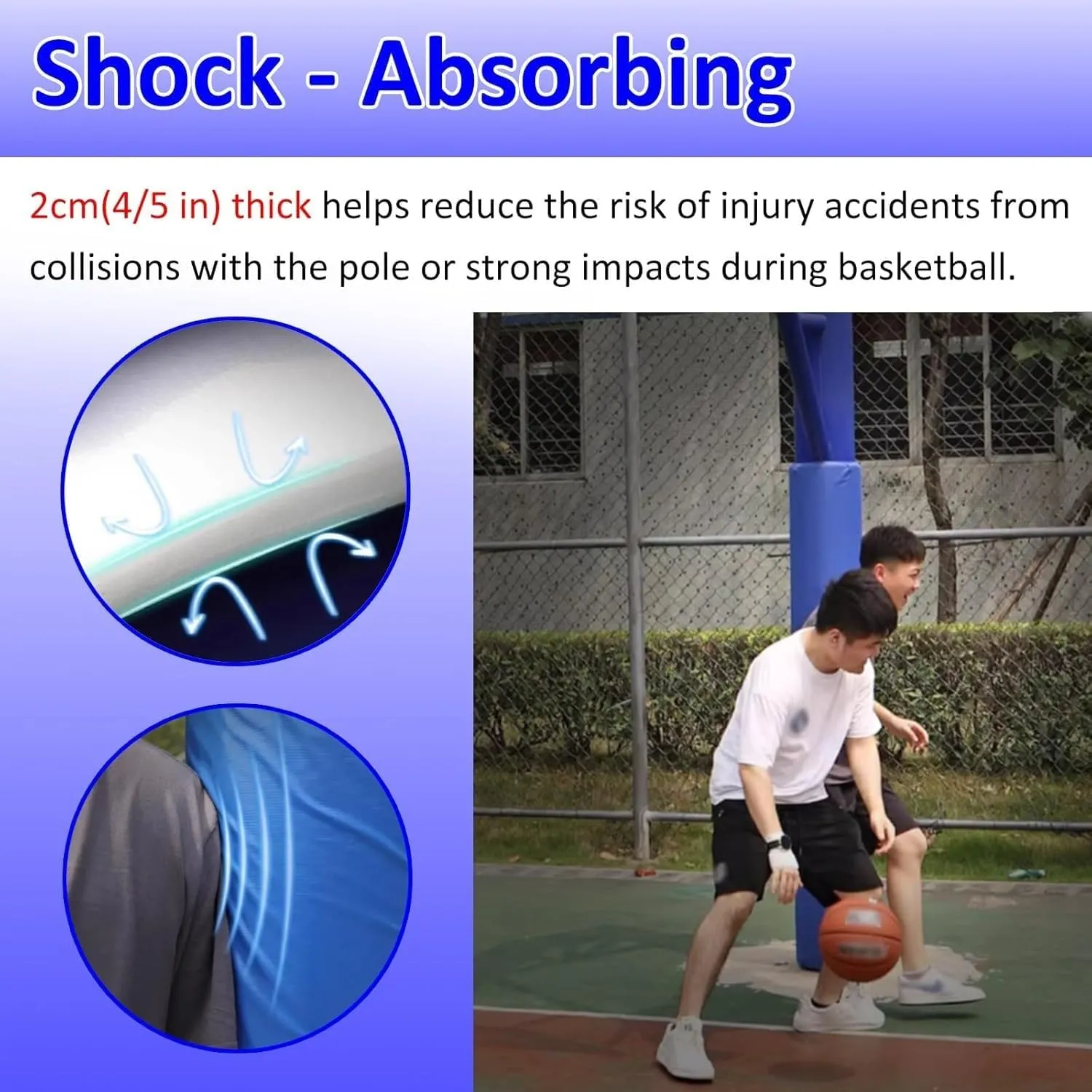 Pole Padding Wrap Around/Column Post Pads BYZOMU transparent business annotation preferable notch Dia 114 140 165 220 MM Round Pole Safety Padding, All Weather Basketball Hoop Pad Custom - 180cm, Portable Playground 