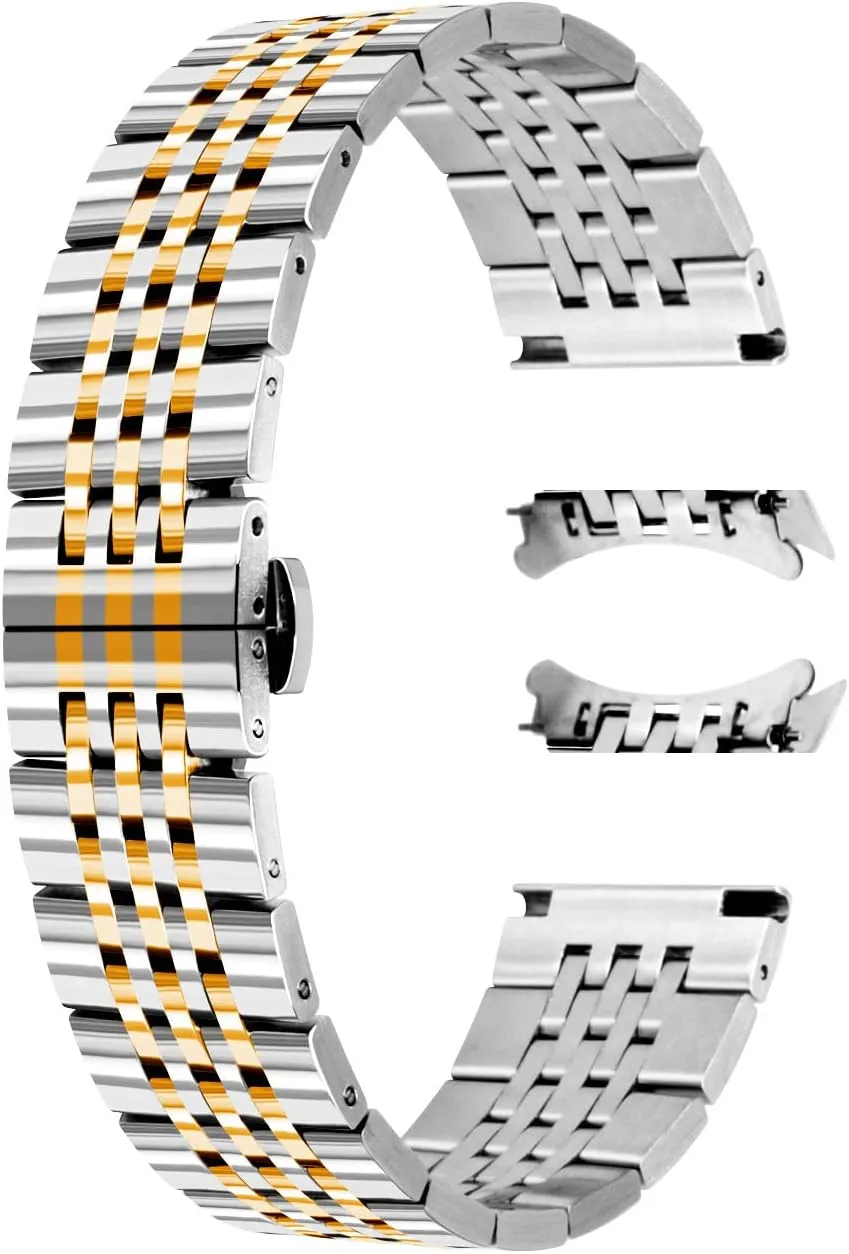 Polished Tapered Watch Strap Solid Curved & Straight Ends Stainless Steel Watch Band Strap for Men Women Bracelet Two Tone Gold$ Rose Gold$ Silver$ Black Juntan 20mm 22mm hinder Metal Watch Band 