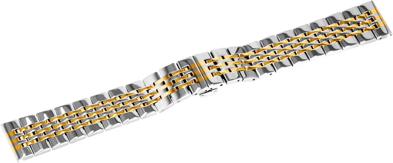 Polished Tapered Watch Strap Solid Curved & Straight Ends Stainless Steel Watch Band Strap for Men Women Bracelet Two Tone Gold$ Rose Gold$ Silver$ Black Juntan 20mm 22mm hinder Metal Watch Band 