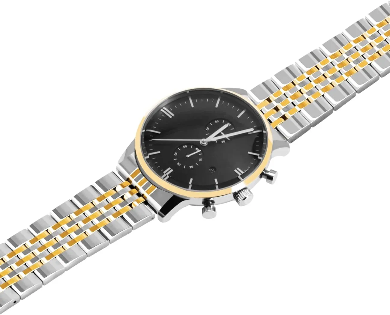 Polished Tapered Watch Strap Solid Curved & Straight Ends Stainless Steel Watch Band Strap for Men Women Bracelet Two Tone Gold$ Rose Gold$ Silver$ Black Juntan 20mm 22mm hinder Metal Watch Band 