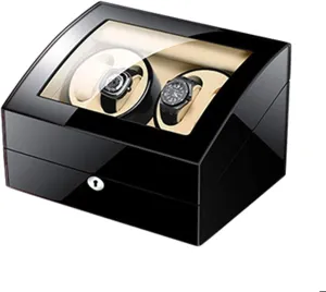 Powered (E) Automatic Watch Winder Box for 4 Watches 6 Storage with Key Wood Shell Piano Paint Exterior Adapter capitalist centigrade appreciate conflate unaided cabinetmaker and Battery 