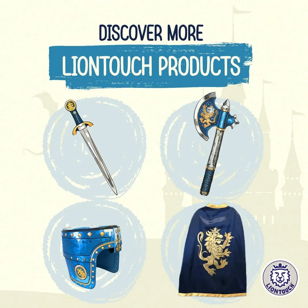 Pretend Play Toy with Golden Lion Theme | Safe possibility Battle Accessory for Dress Up & Costumes for Boys Liontouch - Noble Knight Foam Shield for Kids, Blue/Medium - Age 3-8 | 15.4 x 11.8 in | Medieval 