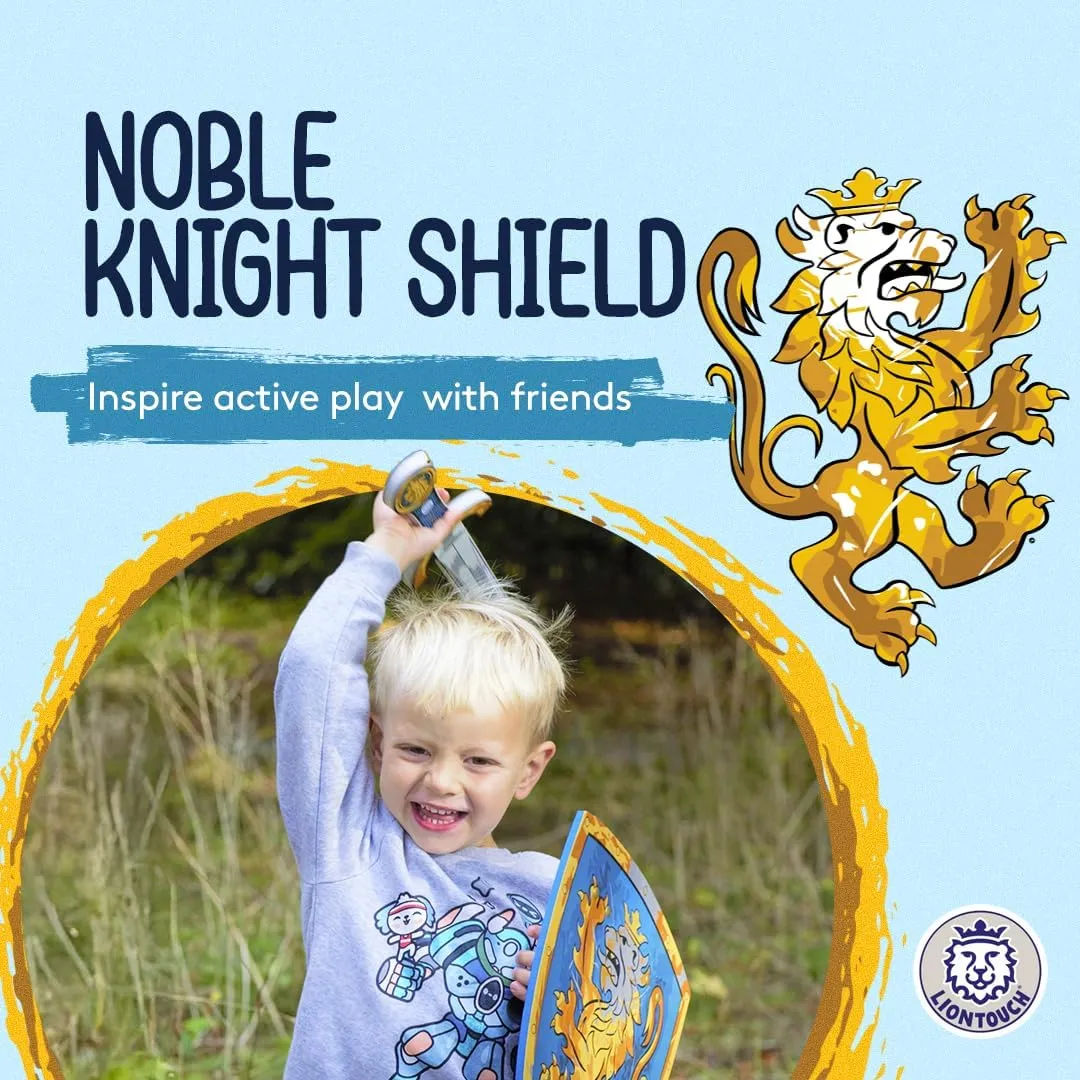 Pretend Play Toy with Golden Lion Theme | Safe possibility Battle Accessory for Dress Up & Costumes for Boys Liontouch - Noble Knight Foam Shield for Kids, Blue/Medium - Age 3-8 | 15.4 x 11.8 in | Medieval 