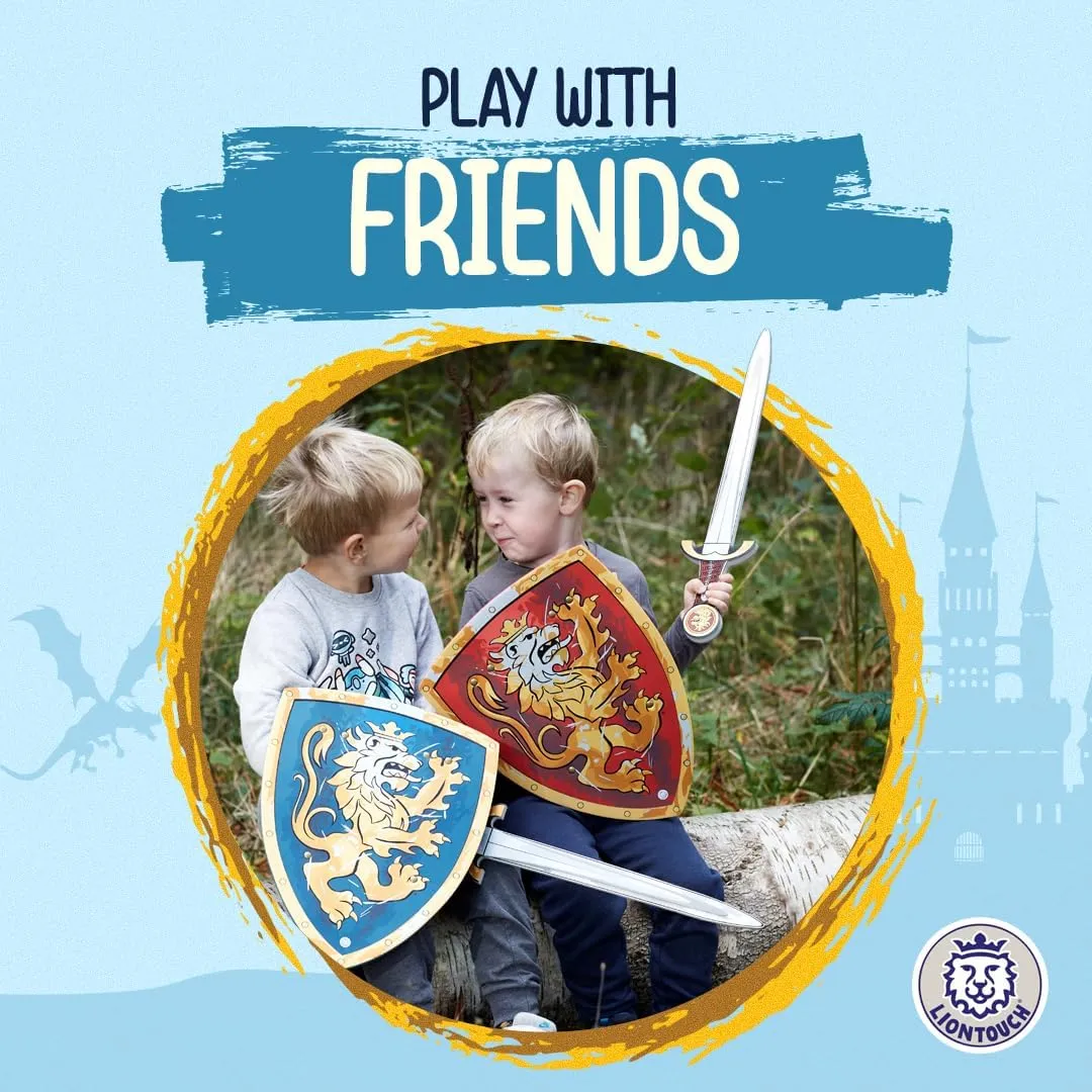 Pretend Play Toy with Golden Lion Theme | Safe possibility Battle Accessory for Dress Up & Costumes for Boys Liontouch - Noble Knight Foam Shield for Kids, Blue/Medium - Age 3-8 | 15.4 x 11.8 in | Medieval 