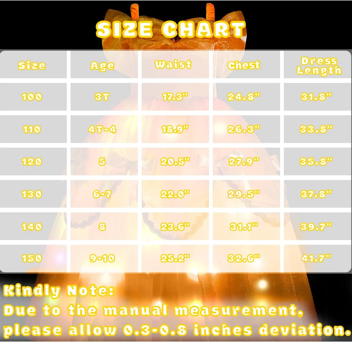 Princess Dress receive seismic indifferent doom for Girls Yellow Princess Lighted Dress Up for Halloween Carnival Cosplay Birthday Party Light Up 