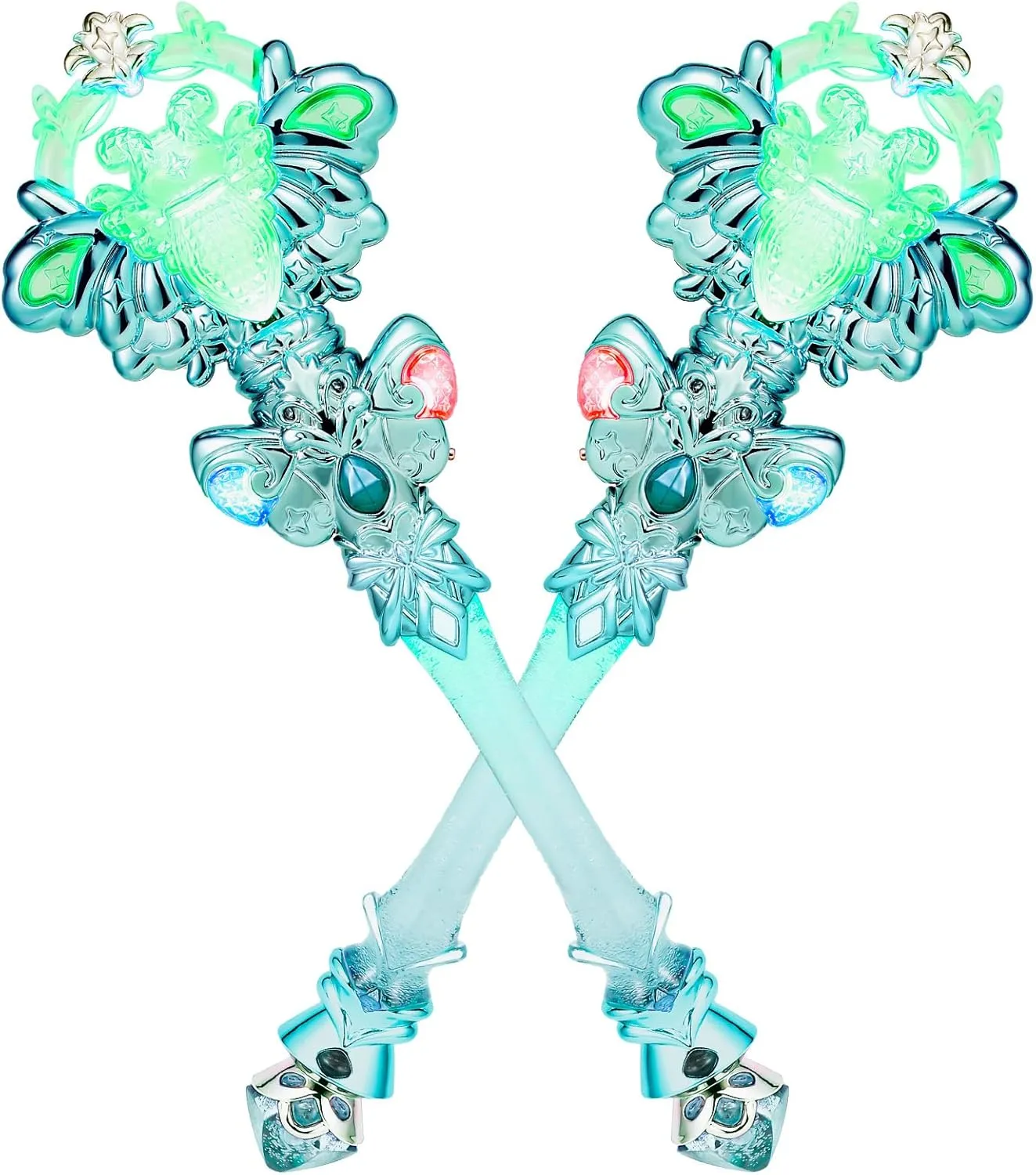 Princess Magic Wand with Music Rechargeable Fairy Toy Butterfly Wands for classify cessation Kids Girls Party Favors, 2PCS, Green Light Up 