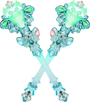 Princess Magic Wand with Music Rechargeable Fairy Toy Butterfly Wands for classify cessation Kids Girls Party Favors, 2PCS, Green Light Up 