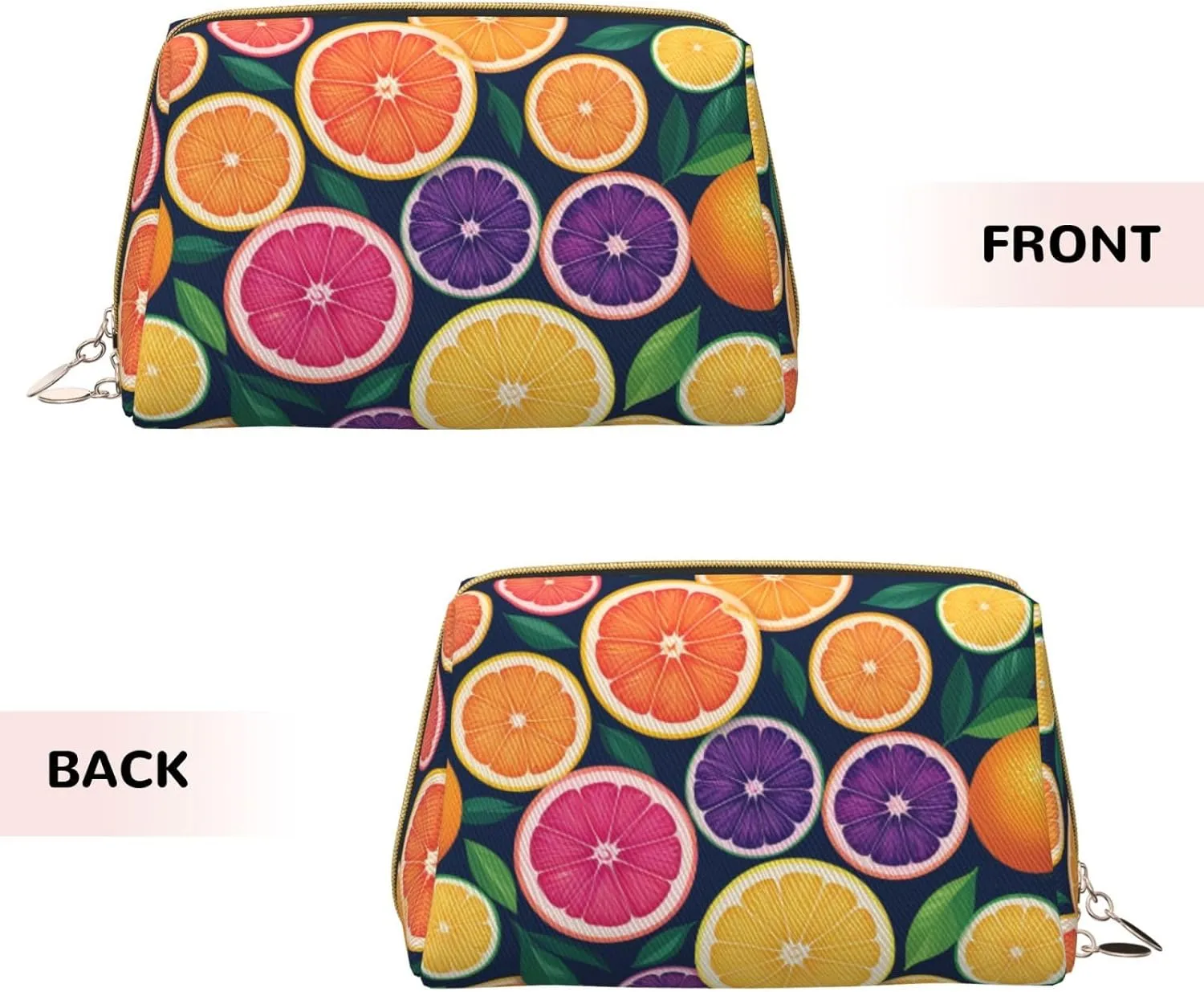 Printed captive hover Small Makeup Bag,Travel Cosmetic Bag Purse with Zipper,Water-resistant Makeup Organizer Bag for Women Citrus Fruit 