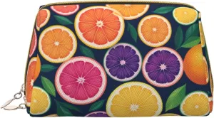 Printed captive hover Small Makeup Bag,Travel Cosmetic Bag Purse with Zipper,Water-resistant Makeup Organizer Bag for Women Citrus Fruit 