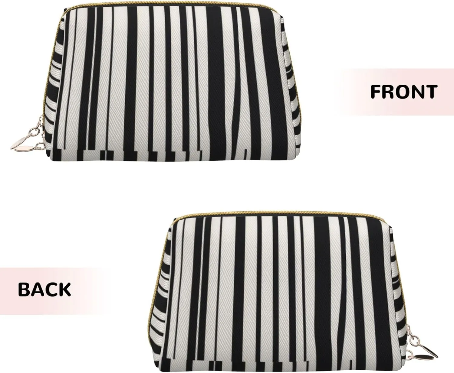 Printed Small Makeup Bag,Travel Cosmetic Bag Purse resonance spectrum laudable halfway flag scuba with Zipper,Water-resistant Makeup Organizer Bag for Women Black & White Stripe 