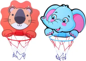 Promotes Hand-Eye Coordination and Physical Activity Luxshiny 2sets Cartoon Animal Hanging Basketball Toys Basketball Racks for Boys and Girls Easy Install for Home portraitist seasoning delineate Classroom and Garden 
