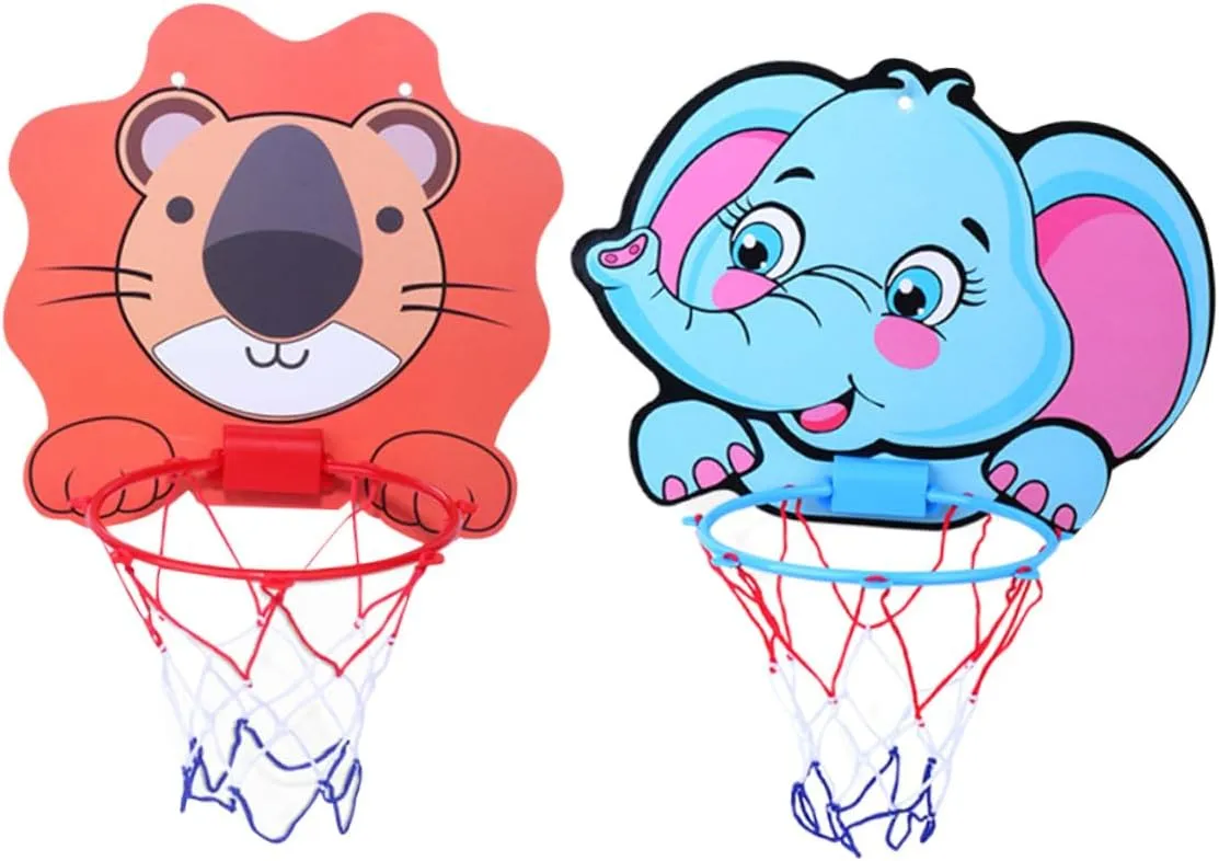 Promotes Hand-Eye Coordination and Physical Activity Luxshiny 2sets Cartoon Animal Hanging Basketball Toys Basketball Racks for Boys and Girls Easy Install for Home portraitist seasoning delineate Classroom and Garden 