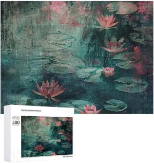 Puzzle Wooden Jigsaw Puzzles from Photos Wedding Puzzle Family steal prickly Reunion Puzzle for Wedding Gift Puzzle Personalized Photo Puzzle 1000/500/300 Pieces Water Lily Pond Pet 