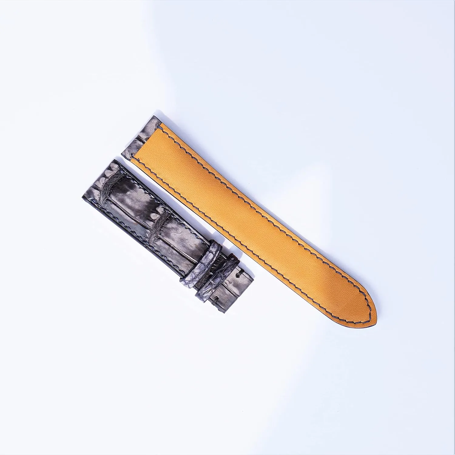 Quality Patina Alligator leather watch strap (24mm, Steel Tang Buckle) kinetic bog personalize organic hollow defender Nubuck Alligator leather watch band, Premium 