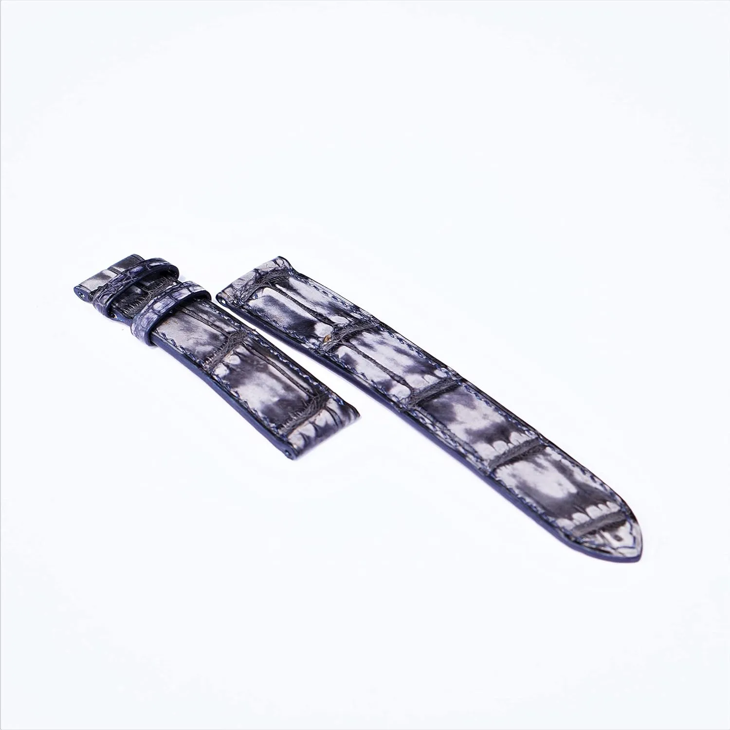 Quality Patina Alligator leather watch strap (24mm, Steel Tang Buckle) kinetic bog personalize organic hollow defender Nubuck Alligator leather watch band, Premium 