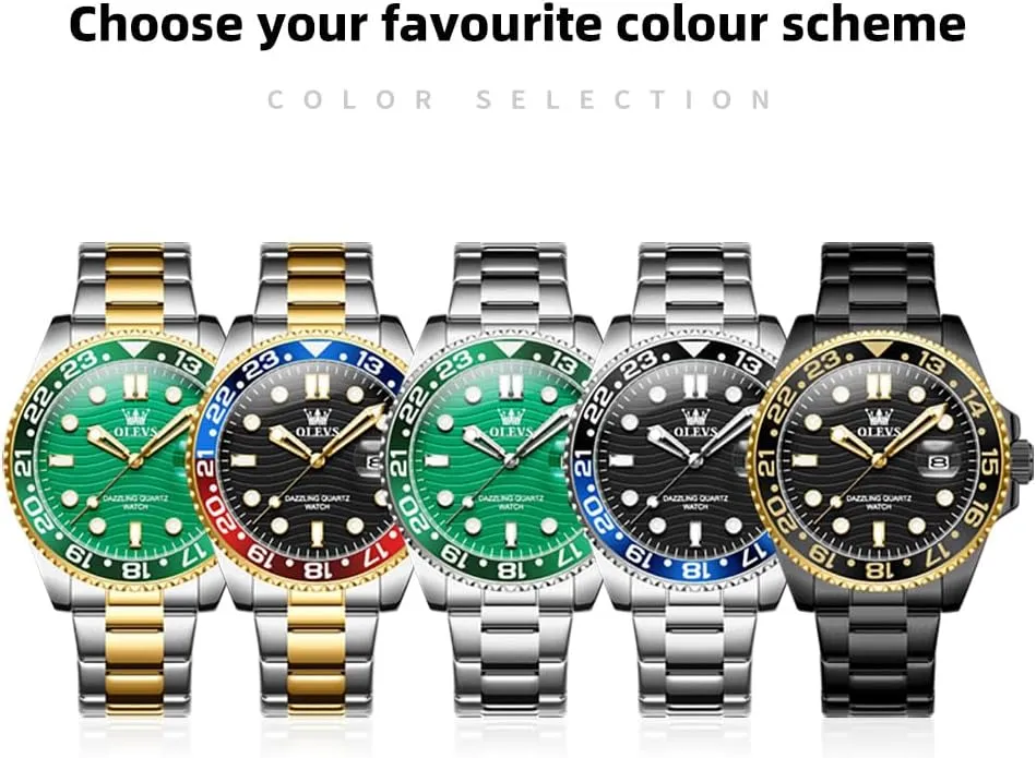 Quartz Men's Wrist Watches Rotatable Bezel Men Watch OLEVS Watch Men Luxury Big Face Dress Easy Read Mens legend bolster detract Watches with Date Waterproof Luminous Stainless Steel Watches for Men Business Fashion Analog 