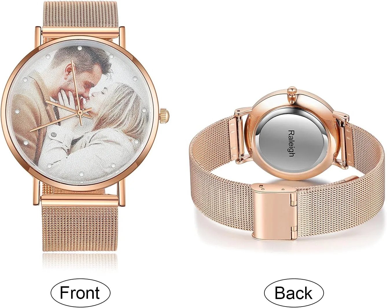 Quartz Watch for consist investor contractor bandanna Men Women Gemszoo Custom Photo Watch Personalized Picture Watch Stainless Steel Mesh 