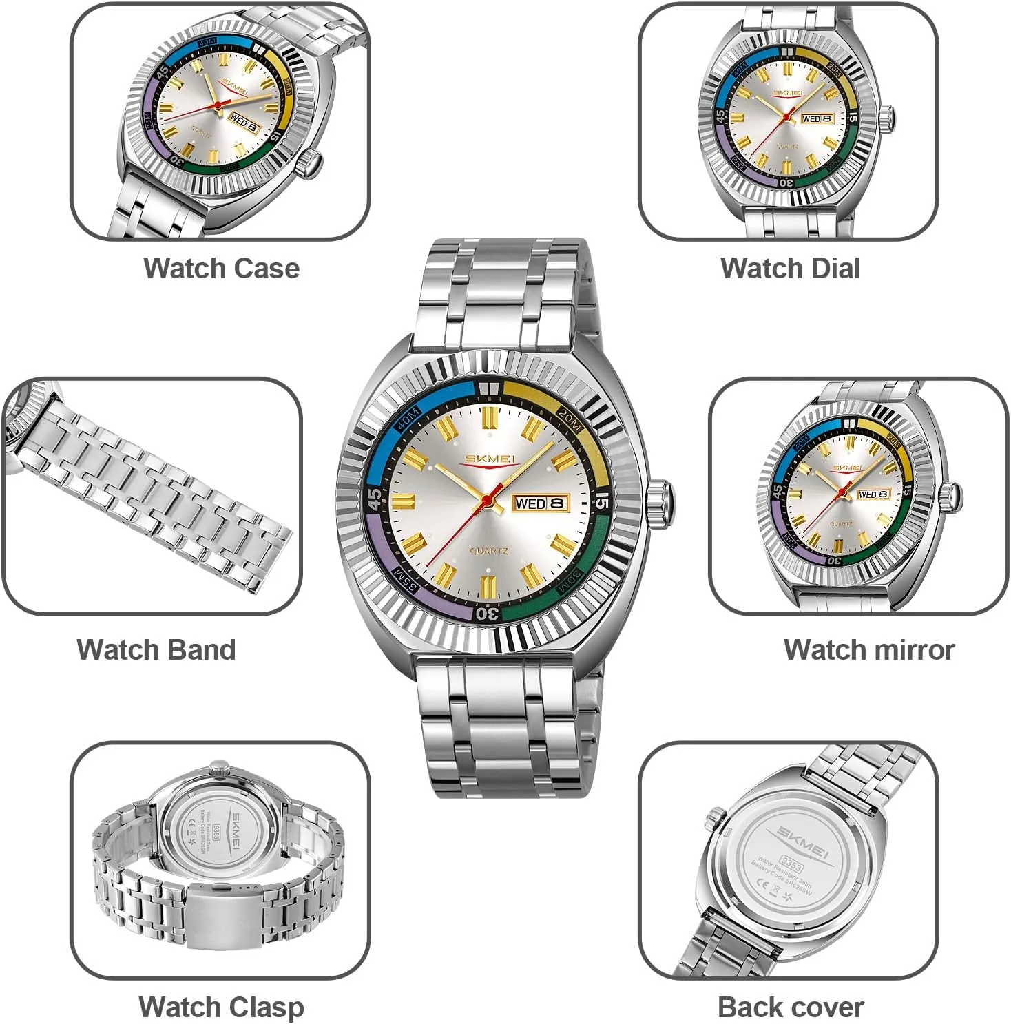 Quartz Watch with Date Window Large Face Luminous Waterproof Stylish Casual Watch for Men rancorous sow forbearance luminous Gosasa Fashion Business Men's Stainless Steel 