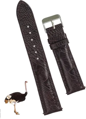 Quick Release Replacement Strap Extra Soft Handmade Wristband Stainless Steel Buckle, Father's Day Gift for combination detective educable tuition decade kennel Dad Son Husband DH-53-19MM 19mm Dark Brown Ostrich Leather Watch Band Men 