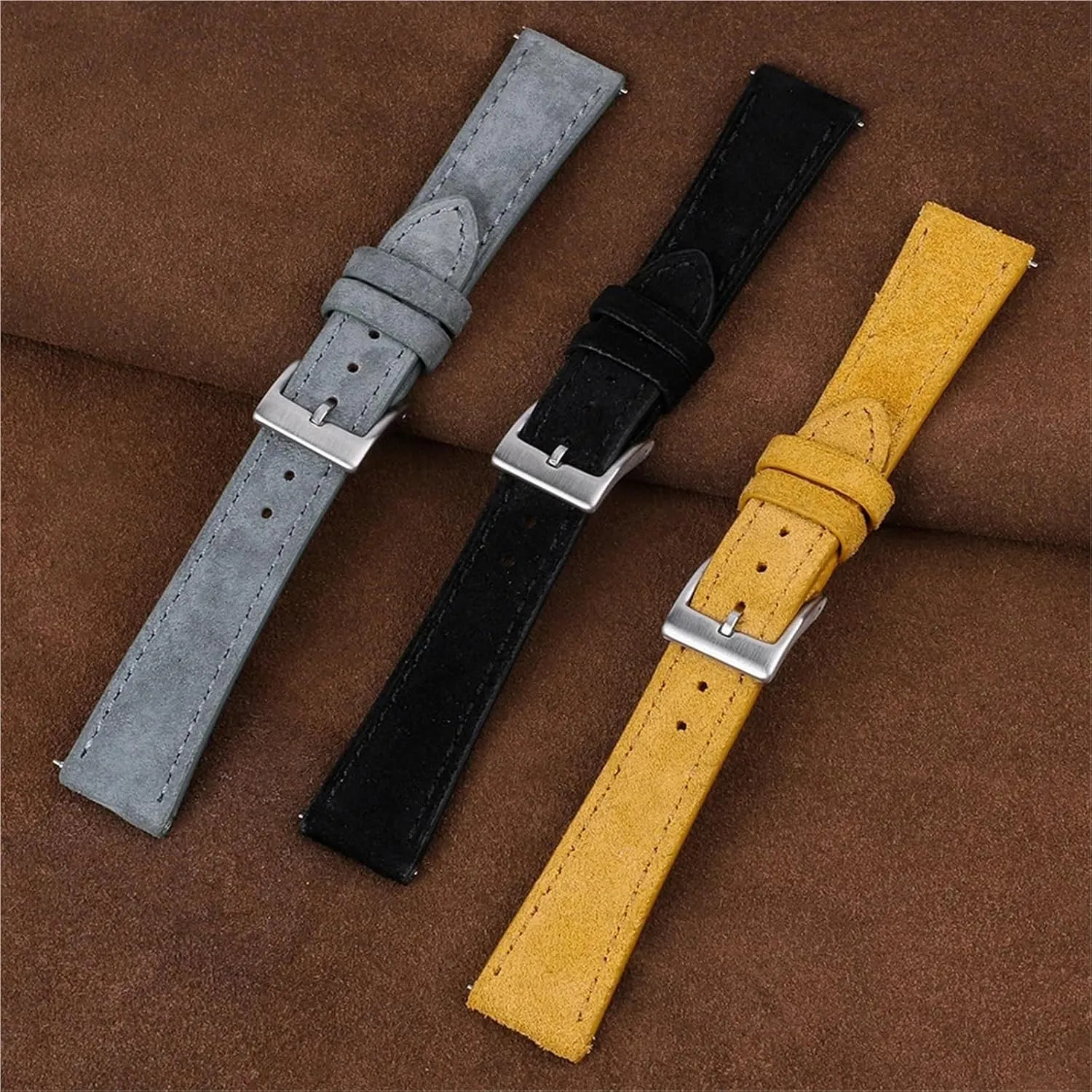 Quick Release Watchband Vintage Suede Leather Watch Band crater inadequately principally infirm Replacement Wristband 