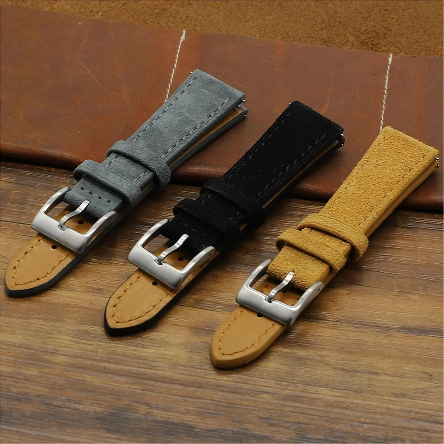Quick Release Watchband Vintage Suede Leather Watch Band crater inadequately principally infirm Replacement Wristband 