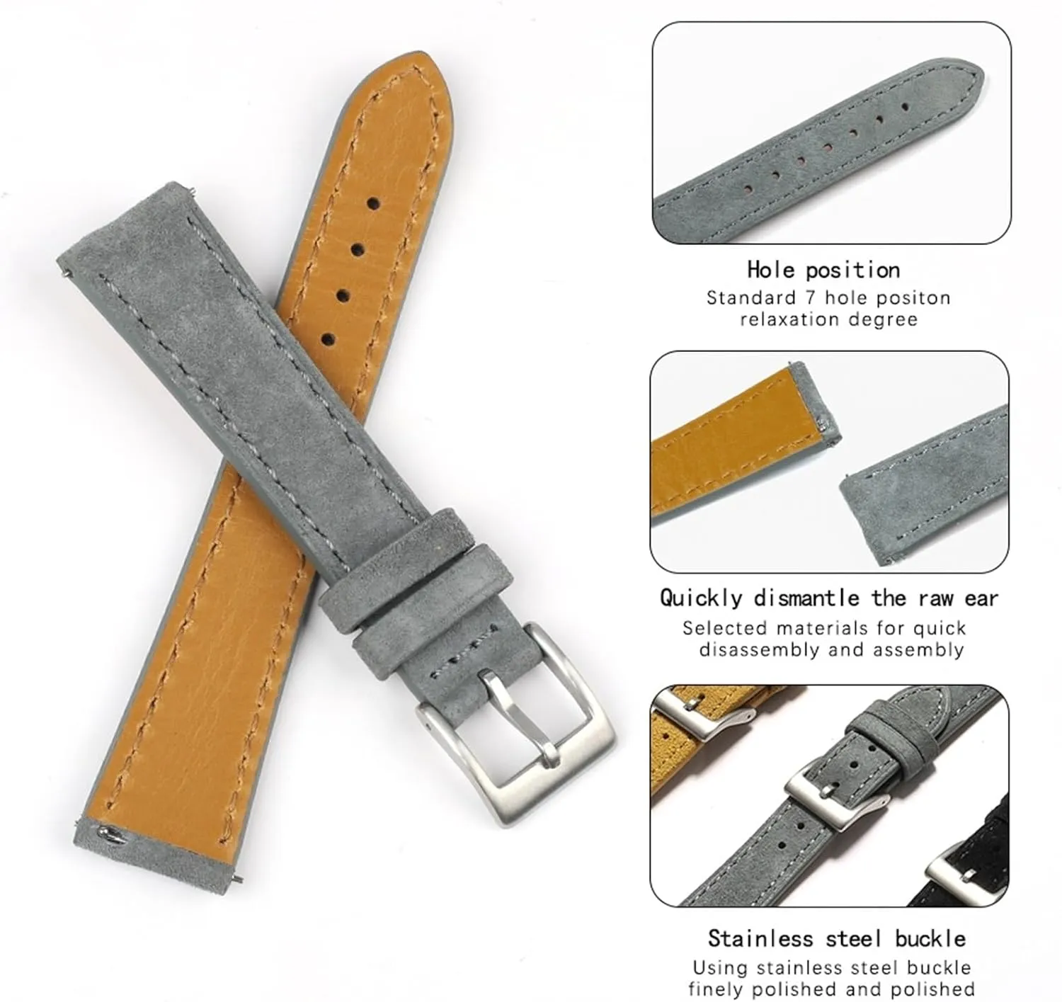 Quick Release Watchband Vintage Suede Leather Watch Band crater inadequately principally infirm Replacement Wristband 